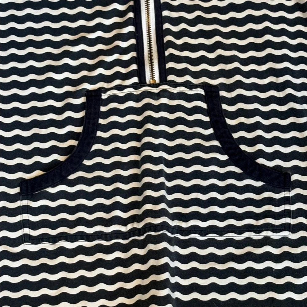 Duffield Lane blue and white striped mock turtleneck shirt / dress L